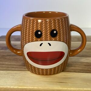 Sock Monkey Double Handle Mug Galerie Kids Gift Whimsical 16oz Curious George